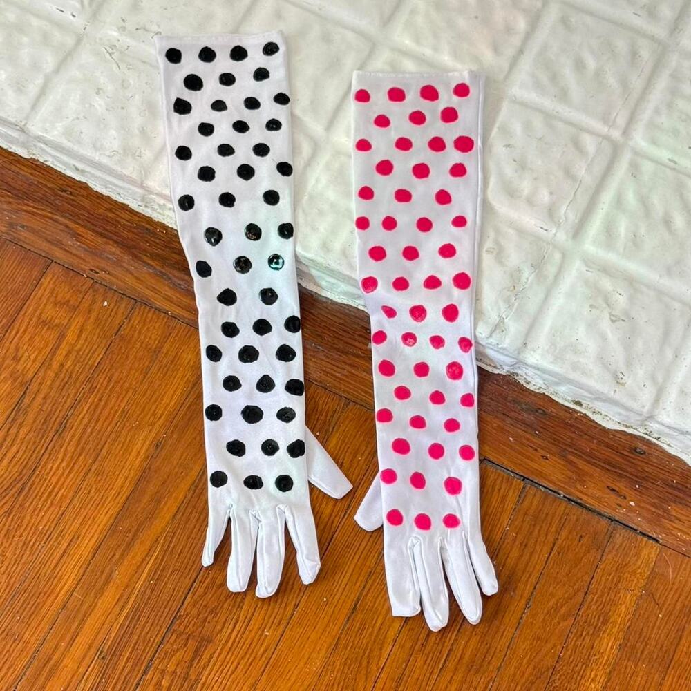 ✿ ⋆ 𓆩♡𓆪 Hand Painted Polka Dot Opera Gloves 𓆩♡𓆪 ⋆ ✿